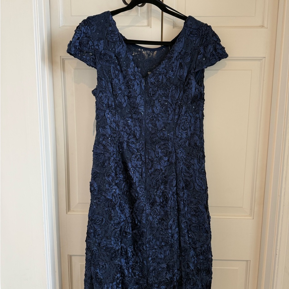 Alex Evenings Navy Floral Midi Dress